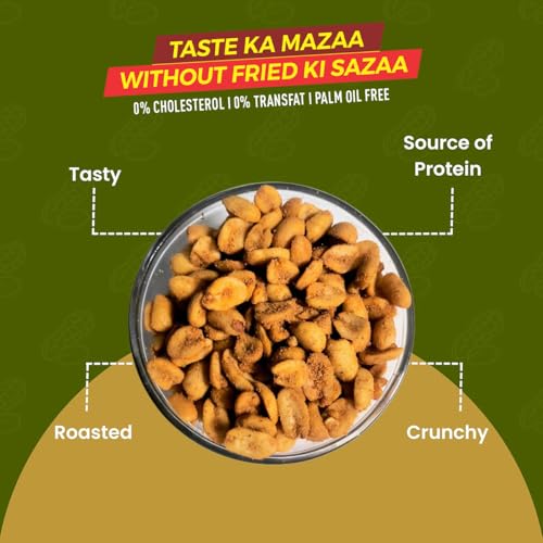 Image of Roasty Tasty Peri Peri Flavour Roasted Peanuts|Healthy Snacks|Rich In Protein & Fibre|Roasted, Not Fried Snacks|Healthy Food|Namkeen Peanuts|Crunchy Masala Peanuts|Pack Of 2 (150G Each)