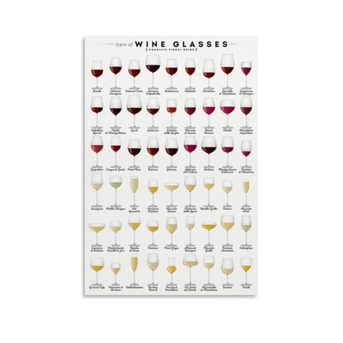 LINTEZHG Wine Glasses Complete Visual Guide Poster Decorative Painting Canvas Wall Art Living Room Poster Bedroom Painting Wall Art Picture Print Modern Family Room Decor 08 x 12 Inches (20 x 30 cm)
