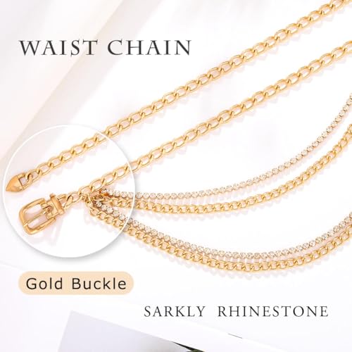 Chain Belt for Women Rhinestone Waist Belt Layer Metal Belt Chunky Chain Belts for Jeans Dresses3
