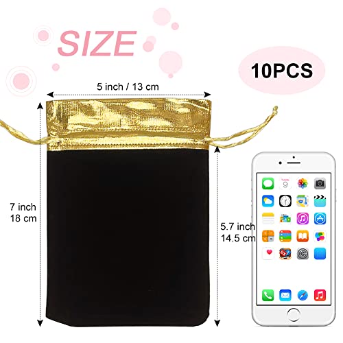 Shintop Velvet Bags, 5X7Inch Velvet Jewelry Bags 10Pcs Drawstring Gift Pouches For Wedding Favor Christmas (Black) #TOP1