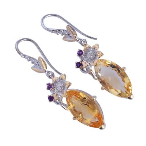 Boucles d'oreilles citrine jaune et améthyste pour sublimer vos tenues