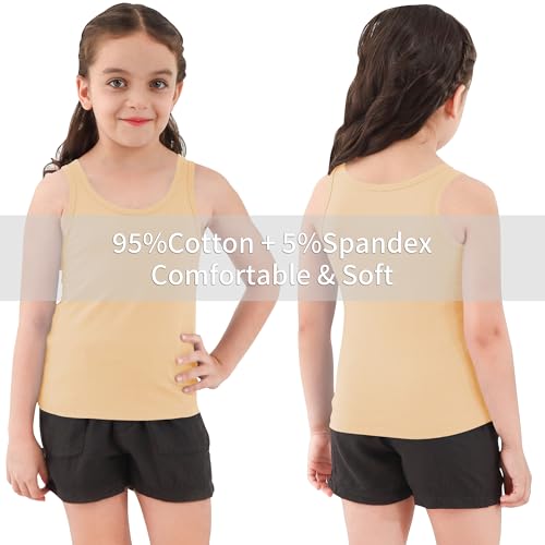 Dreammonkey Meninas Regata - Camiseta Elástica Sem Mangas De Algodão Macio Com Gola Redonda Para Cri