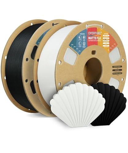 OVERTURE 2KG Bundle Matte PLA 3D Printer Filament 1.75mm, Black+White