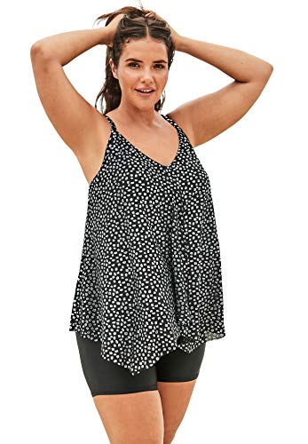Swim 365 Women's Plus Size Longer-Length Mesh Tankini Top