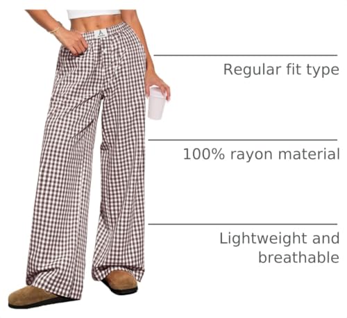 Image of ANRABESS Womens Gingham Striped Boxer Pants