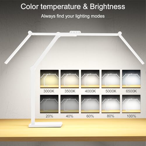 Image of Omorepa 36 W 3000 LM Ultra Bright Architect Desk Lamp with Base, 47.4 Inch Wide Tall Overhead Desk Light for Home Office, Dimmable Table Light with Remote for Desktop Working,Drafting,Reading