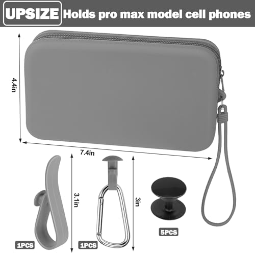 Image of Mity rain Silicone Wallet for Bogg Bag Phone Holder, Accessories Set for Bogg Bag Contain 2PCS Key Holder and a Large Capacity Silicone Zipper Bag for Beach Bags Tote Bag (Dark Gray)