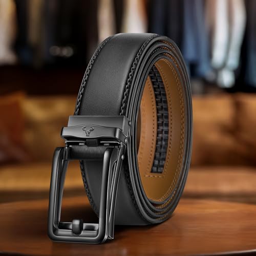 Men Belt,Ratchet Click Sliding Belt for Gift Men 1 3/8,Cut for Fit