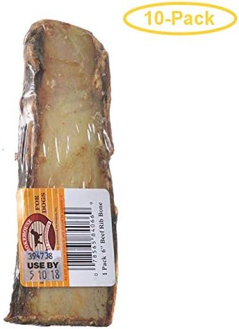 Smokehouse Treats Rib Bone 6" Long (1 Pack) - Pack of 10