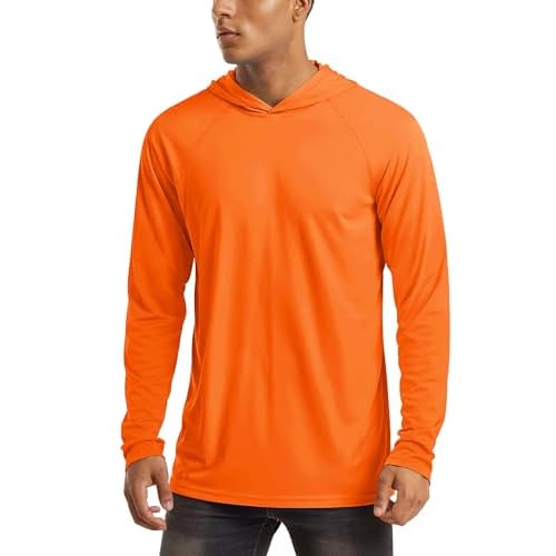 MAGCOMSEN Men's Hooded UPF 50+ Sun Protection T Shirts Long Sleeve Athletic Fishing Shirts Rash Guards