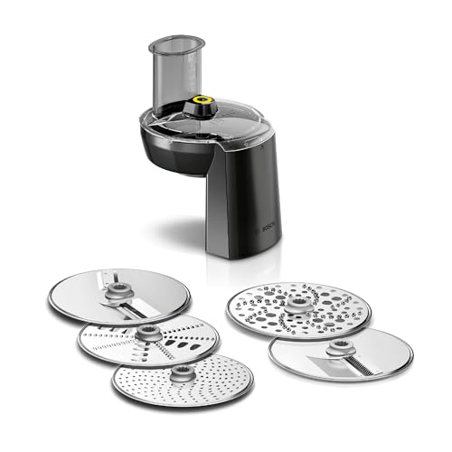 Bosch VeggieLove Set MUZS68VL, Durchlaufschnitzler, 5 Scheiben, Raspeln, Schneiden, Reiben, Zubehör passend für Küchenmaschine Serie 6, Serie 8, OptiMUM