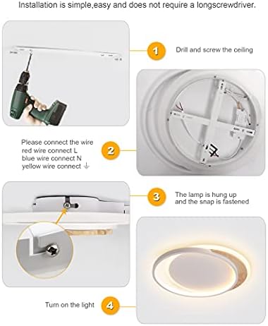 FANLG LED Ceiling Light, 40CM Wood Ceiling Lamp Dimmable with Remote Control 3000K-6000K, 24W Office Chandelier, Round Ceiling Light for Living Room/Bedroom/Office/Corridor/Kitchen
