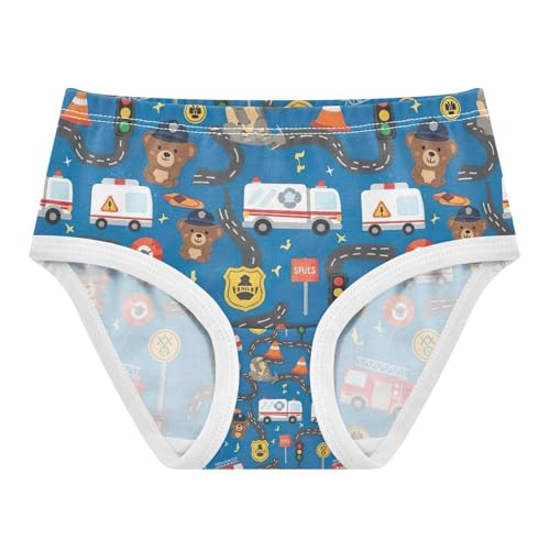 Cute Cartoon Police Bears Toddler Underwear Girls, Girl Underwear, 2T–8 Years