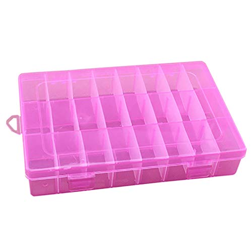 liyhh 24 Compartments Plastic Box Case Jewelry Bead Storage Container Craft Organizer - Rose