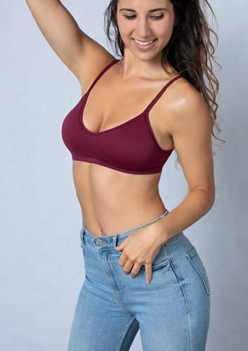 Image of Blue 55 Women's Bralette Wireless Padded Bra Top Sexy Everyday Basic Deep V-Neck