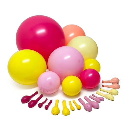 Image of Pink Yellow Balloon Arch Double Stuffed Baby Pink Peach Balloons Different Sizes Colorful Balloon Garland For Birthday Baby Shower Spring Wildflower Wedding Home Decorations