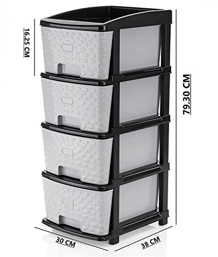 Image of Sweese 4-XL Drawer Multipurpose Drawer Plastic Modular Chest Storage Organizer Home, Office, Parlor, School, Doctors, Home and Kids(Dimension-30cmx38cmx80cm) (4XL)