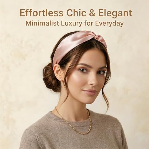 Image of ZLYC Mulberry Silk Headband for Women's Hair, Solid Light Pink