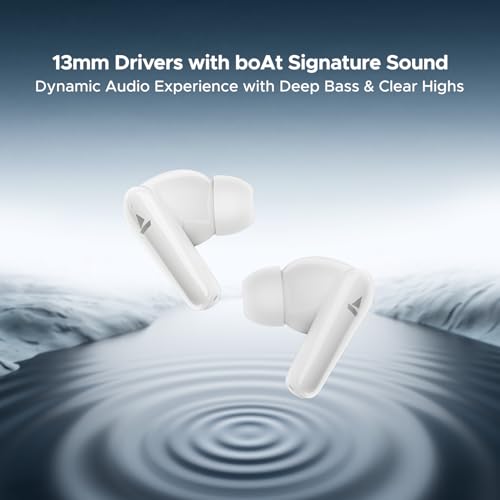 Image of Boat Airdopes 131 Elite ANC, 32dB Active Noise Cancellation, 60HRS Battery, Ambient Mode, 4Mics ENx, Fast Charge, IPX5, v5.3 Bluetooth Earbuds, TWS Ear Buds Wireless Earphones with mic (Active White)