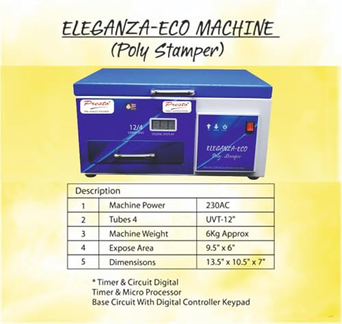 Presto Eco Poly Stamper Machine – Self-Inking Rubber Stamp Making Machine | Polymer Rubber Stamp Maker with Iron Body | Automatic Stamp Machine for Business