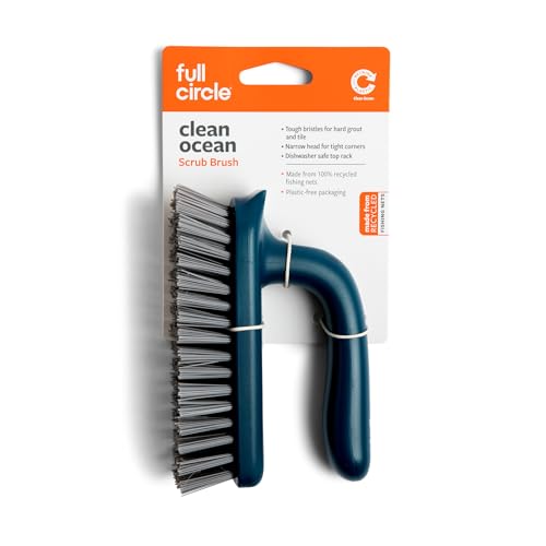 Image of Full Circle Clean Ocean Grout & Tile Scrub Brush, for Shower, Bathroom, and Kitchen, Sustainably Made 100% from Recycled Ghost Fishing Nets