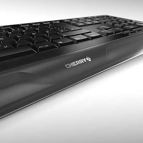 Image of Cherry GENTIX Desktop, Wireless Keyboard & Mouse Combo, 2.4 GHz Connection, Integrated Wrist Rest, Symmetrical Mouse, Battery-Powered, QWERTY, Black