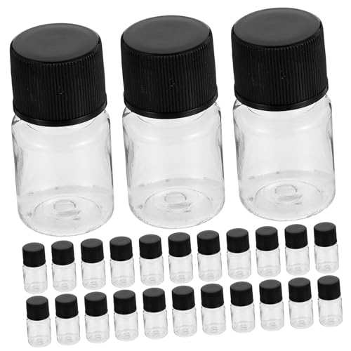 MUCKLILY 50 Piezas Unidades Frascos Transparentes Tapa de Botellas Vacías para Aceites Esenciales Líquidos y Muestras Diseño Portátil y Prueba de Fugas para Viaje y Almacenamiento