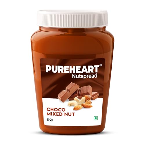 Image of Pureheart Nut Spread Choco Mixed Nut (200 gm) Nutty Chocolate Spread for Breakfast, Delicious, Smooth & Creamy Snack