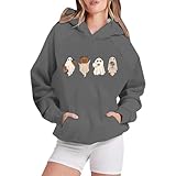 Genérico Disfraz Mujer Halloween Tops de Halloween Sudadera con Capucha de Manga Larga para Mujer, otoño e Invierno, Halloween Vibe Disfraz Mujer Halloween Tops de Halloween (Grey, XXL)