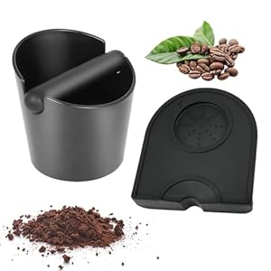 Zernavith Coffee Knock Box,Espresso Knocks Box Bin,with Removable Knock-Bar,Boxs for Containing Coffees Ground,with 1pc Espresso Tamping Mat,Coffee-Machine Accessories,for Home Baristas,Cafes