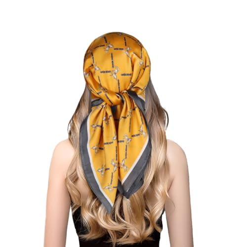 EXTREE Fashion Silky Satin Headscarf for Women Girls: Exquisite Pattern Lightweight Silk Graceful Scarfs 27.5 x 27.5 inches