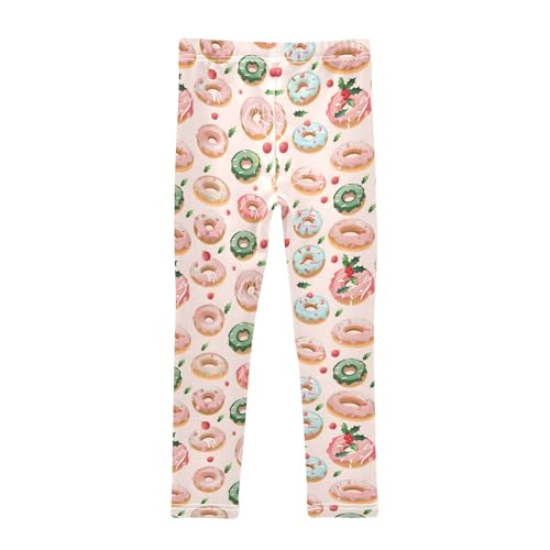 Girls' Athletic Leggings Ankle Length Yoga Dance Pants Kids Teen 4T Christmas Donuts2