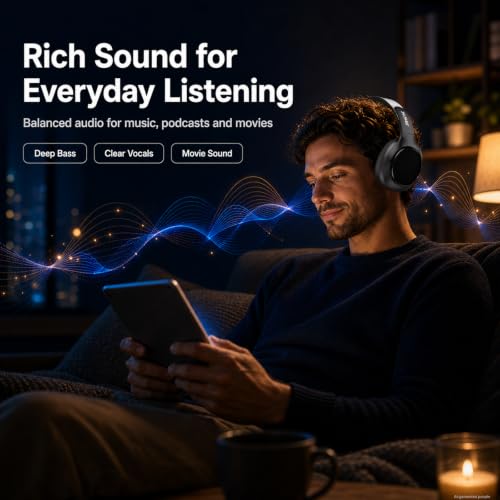 Image of Wireless Noise Cancelling Headphones, 120H Playtime, Over Ear Headphones