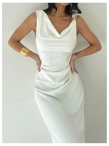 GORGLITTER Women's Sleeveless Draped Neck Bodycon Maxi Dresses Elegant Classy Wedding Guest Formal Prom Long Sundress3