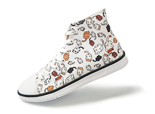 FIRST DANCE Women's Cat Printed Shoes Kitty Shoe Casual Business Work High Top Canvas Sneakers Funny Cute Shoes for Ladies2