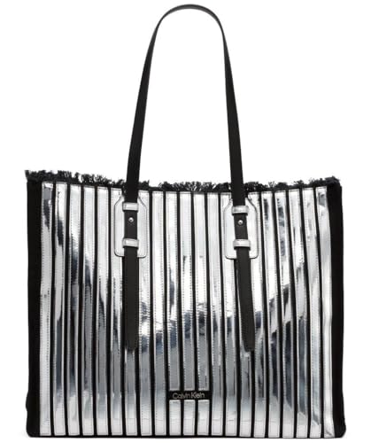 Calvin Klein Modern Essential Extra Large Tote, Metallic Silver Multi Pieced, One Size