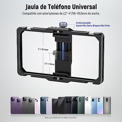 NEEWER Kit de vlogging para teléfono Mejorado, estabilizador de vídeo con Doble Agarre, Ranura de Clip de micrófono inalámbrico para Tiktok/Youtube, Compatible con SmallRig iPhone 14 Pro MAX 13 Pro - imagen 4