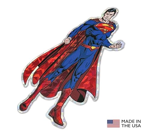 Image of Elektroplate Superman Man of Steel Reflective Car Decal Red 4.2 inch | Officially Licensed DC Comics - Weatherproof Automotive Grade Sticker for Water Bottle, Laptop & More - Made in the USA