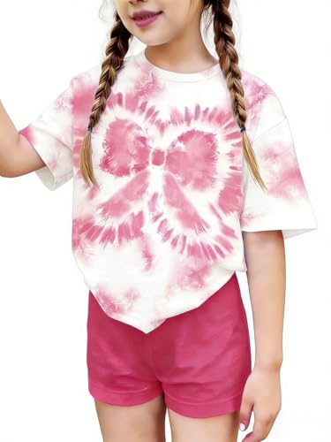 Image of Axumity Kid Toddler Girl Clothes Summer Ruffle Sleeve Figure Graphic Shirt + Shorts Summer Outfits Set