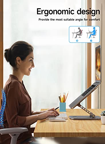 Vajun Adjustable Laptop Stand For Desk, Portable Computer Stand For Laptop Shelf Riser Holder, Home Office Supplies Desk Accessories For 10 To 15.6 Inch Dell Hp Macbook Pro, Tablets Pc Tray (Grey) #TOP1