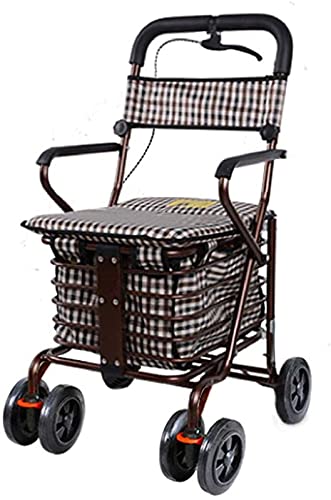 座席付き歩行器ウォーカーショッピングトロリー老人ショッピングカートトロリースチールフレーム高級フランネル大容量収納バスケットウォーカー