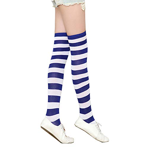 ZTcenter - Medias de algodón para mujer, de rayas largas F rayas azules y blancas. 35-38