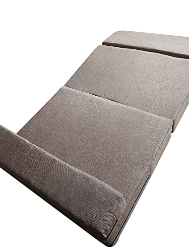 Image of Seater Folding Sofa Cum Bed - Perfect for Guests - Jute Fabric Washable Cover (Beige, 3x6 Feet)