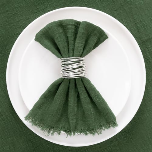 Servilletas de algodón verde lavables para bodas de primavera 6