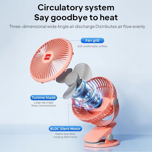Image of CELLO Air-Vel Electric USB Type C Recharging Portable Fan 1800mah Pink | Upto 4 Hours Backup, BLDC Silent Motor, 3 Speed Setting, Replaceable Battery | Mini Table Fan For Office Desk, Home & Kitchen