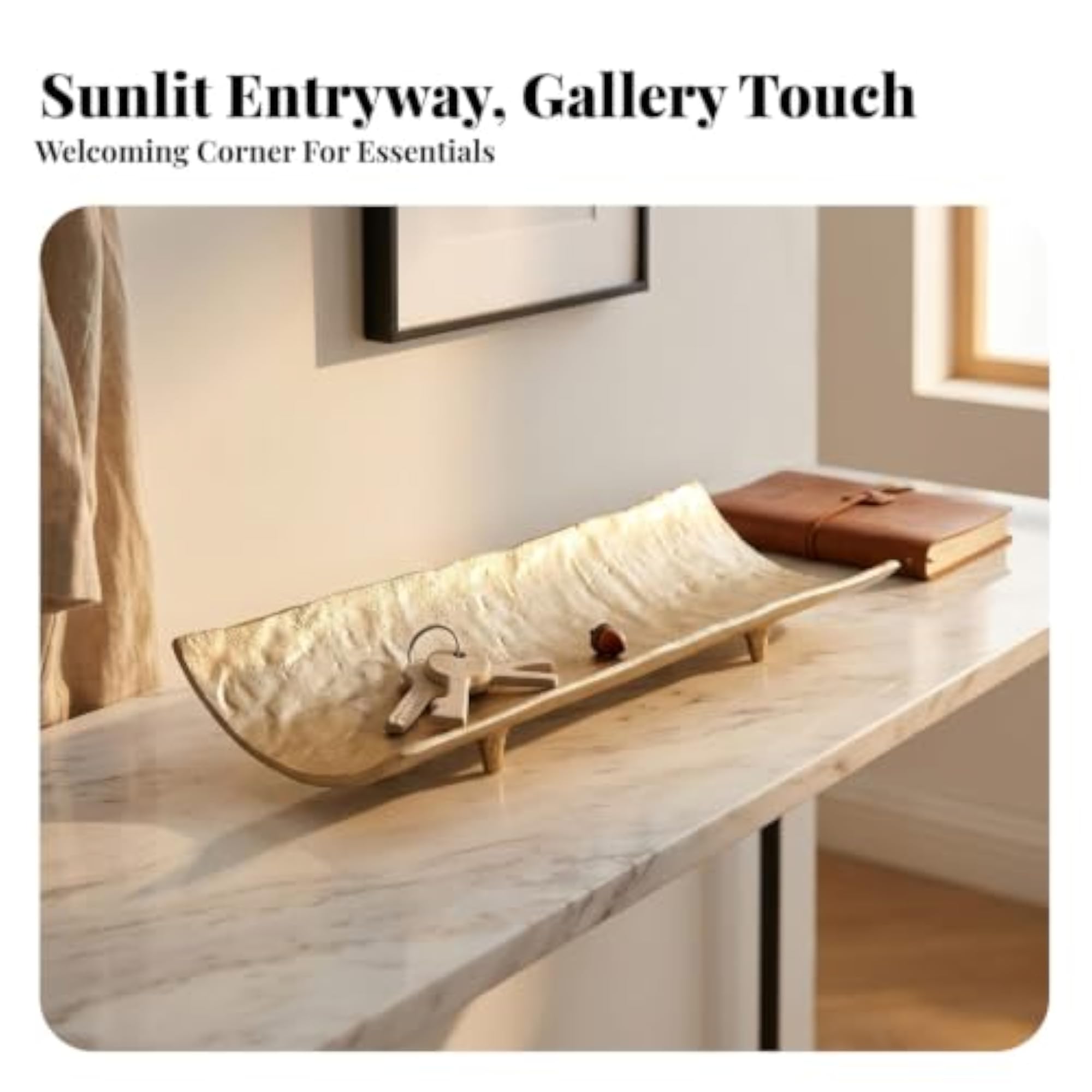 Slim Rectangular Cast Aluminum Tray, Hammered Finish