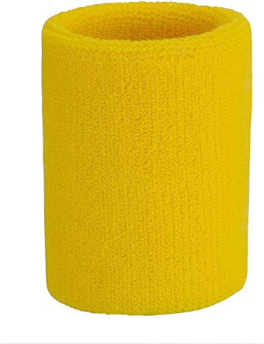 Image of Play2Fit 4 Cotton Wristband (2 Pair) Soft Sweatband For All Sport, Stretchable, Sweat Absorbent Supports Wrist Made In India (Yellow, 5 Inch)