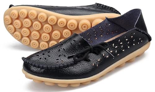 Image of Women's Floral Leather Slipper Loafers Flat Shoes Slip-Ons