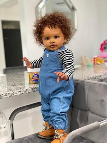 Anano Große Reborn Baby Mädchen Schwarzes Pippa 70cm Handgefertigt Biracial Afroamerikanisches Lebensechte Babypuppen Lockiges Haar Puppe Wie Echtes Baby Für Kinder Ab 3 Jahren – Bild 7
