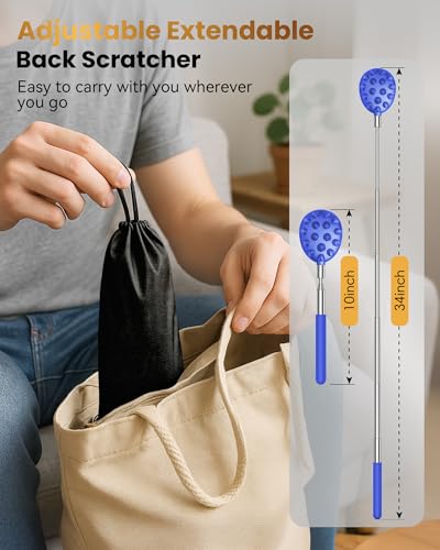 Image of Telescoping Back Scratcher with 5 Detachable Heads, Fathers Day Dad Gifts for Husband, Dad, Men, Women, Practical Birthday Gifts for Men, Adults with Gift Box